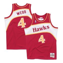 Atlanta Hawks Spud Webb Mitchell & Ness Swingman Red 1986-87 Jersey Men's