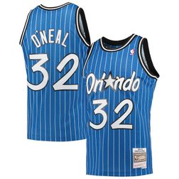 Orlando Magic Shaquille O'Neal Mitchell & Ness 1994-95 Hardwood Classics Swingman Blue Pinstripe Jersey