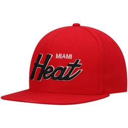 Miami Heat Mitchell & Ness Black Hardwood Classics Foundation Script Snapback Hat