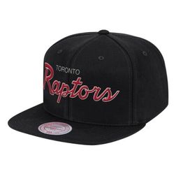 Toronto Raptors Mitchell & Ness Black Hardwood Classics Foundation Script Snapback Hat