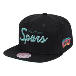 San Antonio Spurs Mitchell & Ness Black Hardwood Classics Foundation Script Snapback Hat