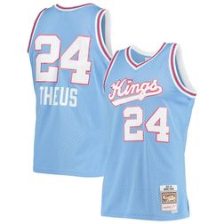 Sacramento Kings Reggie Theus Mitchell & Ness 1985-86 Hardwood Classics Baby Blue Swingman Jersey