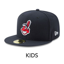 Kids Cleveland Indians New Era Road Chief Wahoo Old Logo On-Field 59FIFTY Fitted Hat