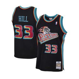 Detriot Pistons Grant Hill Mitchell & Ness 1998-99 Hardwood Classics Reload Swingman Black Jersey