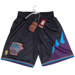 Utah Jazz Black Hardwood Classic Mitchell & Ness Reload Swingman Shorts