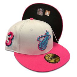 Miami Heat Miami Vice Dwayne Wade Number 3 Side Patch Black UV New Era 59FIFTY Fitted Hat