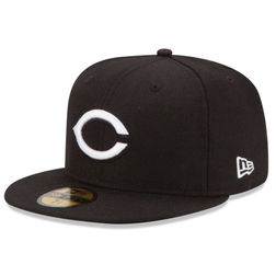 Cincinnati Reds Black and White New Era 59FIFTY Fitted Hat