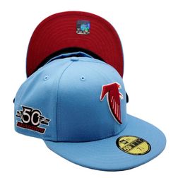 Atlanta Falcons Blue 50 Seasons Side Patch Red UV 59FIFTY Fitted Hat