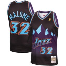 Utah Jazz Karl Malone Mitchell & Ness 1996-97 Hardwood Classics Reload Black Swingman Jersey