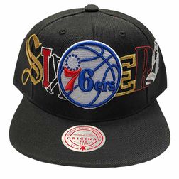 Philadelphia 76ers Mitchell & Ness Hype Type Black Snapback Hat