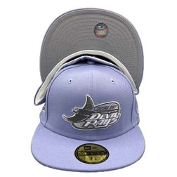 Tampa Bay Devil Rays Lavender Purple 1998 Inaugural Season Side Patch Gray UV 59FIFTY Fitted Hat