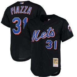 New York Mets Mike Piazza Mitchell & Ness Black Cooperstown Collection Mesh Batting Practice Jersey