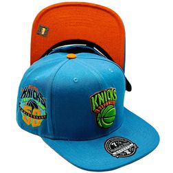 New York Knicks Light Blue Mystery Van Color Brim 50th Anniversary Side Patch Orange UV Mitchell & Ness Fitted Hat