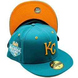 Kansas City Royals Teal Dan Marino Color Brim 2012 All Star Game Side Patch Orange UV New Era 59FIFTY Fitted Hat