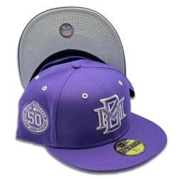 Milwaukee Brewers Purple Morris Brown Drumline Metallic Silver UV New Era 59FIFTY Fitted Hat