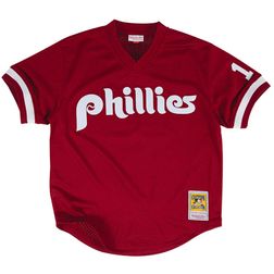 Philadelphia Philles John Kruk Mitchell & Ness 1991 Maroon Mesh Pullover Jersey