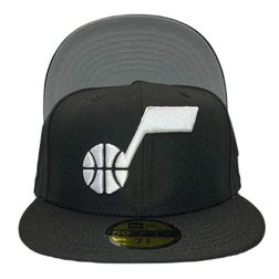 Utah Jazz Black NBA Logo Side Patch Gray UV 59FIFTY Fitted Hat