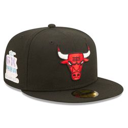 Chicago Bulls Black 6x Champs Pop Sweat NBA 59FIFTY Fitted Hat