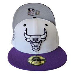 Chicago Bulls White Two Tone 6x Champs Gray UV NBA 59FIFTY Fitted Hat