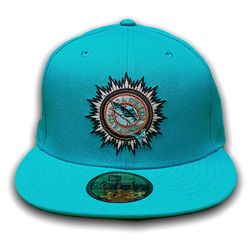 Florida Marlins Teal 10 Seasons Side Patch Peach UV 59FIFTY Fitted Hat