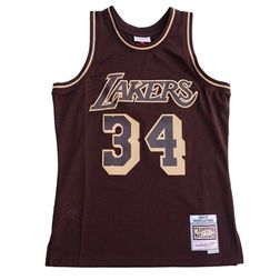 Los Angeles Lakers Shaquille O'Neal Mitchell & Ness 1996-97 Hardwood Classics Lux Brown Swingman Jersey