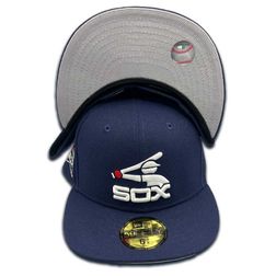 Chicago White Sox Navy Banner Side Patch Gray UV 59FIFTY Fitted Hat