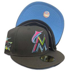 Miami Marlins Black 2017 ASG Patch Icy Blue UV 59FIFTY Fitted Hat