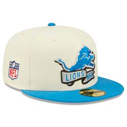 Detroit Lions New Era Cream Two Tone 2022 Sideline NFL 59FIFTY Fitted Hat