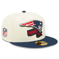 New England Patriots New Era Cream Two Tone 2022 Sideline NFL 59FIFTY Fitted Hat