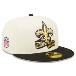 New Orleans Saints New Era Cream Two Tone 2022 Sideline NFL 59FIFTY Fitted Hat