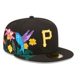 Pittsburgh Pirates Black Blooming Gray UV 59FIFTY Fitted Hat