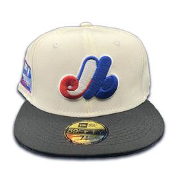 Montreal Expos Chrome Two Tone Olympic Stadium Side Patch Icy Blue UV 59FIFTY Fitted Hat