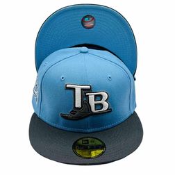 Tampa Bay Rays Light Blue The Office Jim Big Tuna Halpert 10 Seasons Side Patch Light Blue UV 59Fifty Fitted Hat