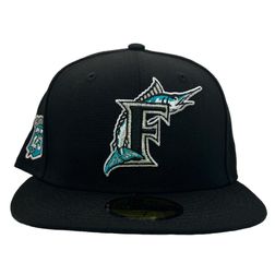 Florida Marlins Pro Image Exclusive Black 25th Year Patch Pink Sweatband and UV 59FIFTY Fitted Hat