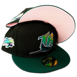 Tampa Bay Devil Rays Pro Image Exclusive Black Inaugural Season Patch Pink Sweatband and UV 59FIFTY Fitted Hat