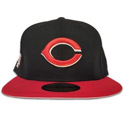 Cincinnati Reds Pro Image Exclusive Black 150 Red Stockings Patch Pink Sweatband and UV 59FIFTY Fitted Hat