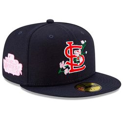 St Louis Cardinals Navy Patch Bloom Pink UV 59FIFTY Fitted Hat