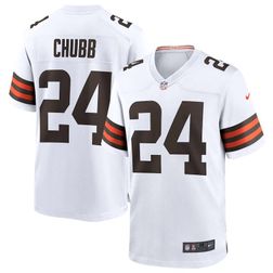 Cleveland Browns Nick Chubb Nike White Game Jersey