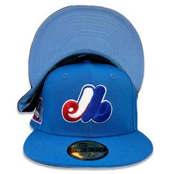 Montreal Expos Pro Image Exclusive Blue Olympic Stadium Patch Blue Sweatband and UV 59FIFTY Fitted Hat