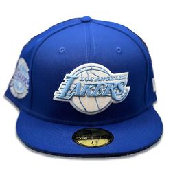 Los Angeles Lakers Pro Image Exclusive Blue 17x World Champs Patch Blue Sweatband and UV 59FIFTY Fitted Hat