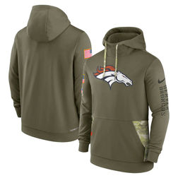 Denver Broncos 2022 Salute To Service Nike Olive Green Therma Performance Pullover Hoodie