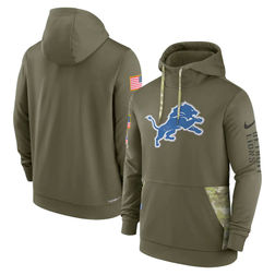 Detroit Lions 2022 Salute To Service Nike Olive Green Therma Performance Pullover Hoodie