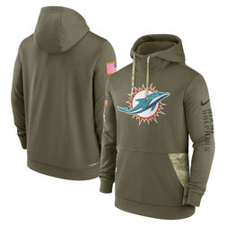 Miami Dolphins 2022 Salute To Service Nike Olive Green Therma Performance Pullover Hoodie