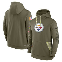 Pittsburgh Steelers 2022 Salute To Service Nike Olive Green Therma Performance Pullover Hoodie