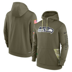 Seattle Seahawks 2022 Salute To Service Nike Olive Green Therma Performance Pullover Hoodie