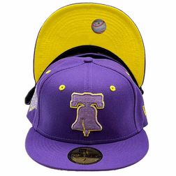 Philadelphia Phillies Purple 2008 World Series Side Patch Yellow UV New Era 59Fifty Fitted Hat