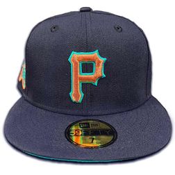 Pittsburgh Pirates Navy Copper 76th World Series Patch Teal UV 59FIFTY Fitted Hat