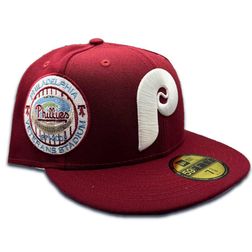 Philadephia Phillies Pro Image Exclusive Maroon Oversize Patch Lavender Purple UV 59FIFTY Fitted Hat