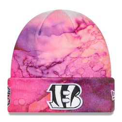 Cincinnati Bengals Pink Tie Dye 2022 NFL Cuffed Crucial Catch Knit Beanie Hat