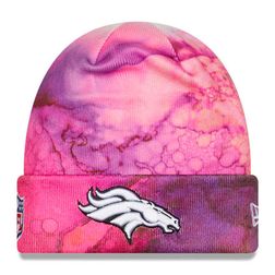 Denver Broncos Pink Tie Dye 2022 NFL Cuffed Crucial Catch Knit Beanie Hat